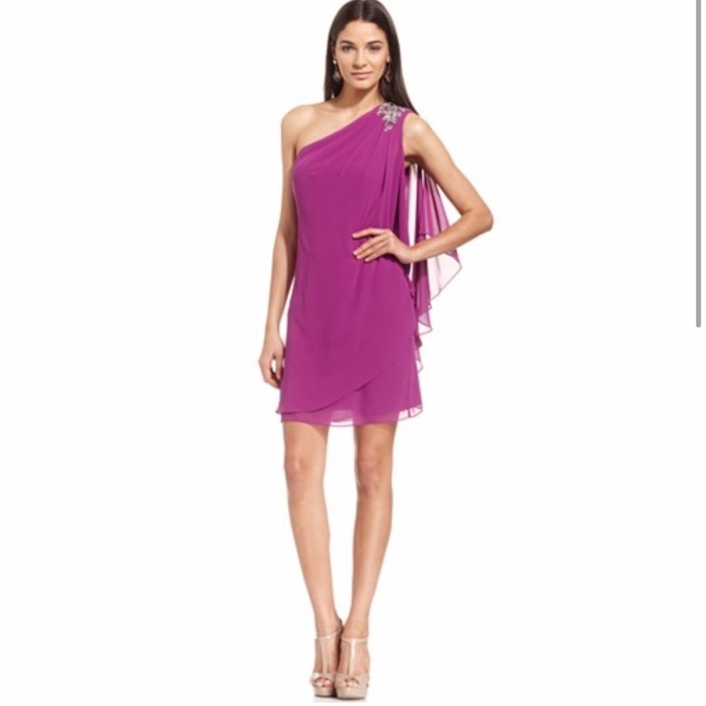 JS Boutique Jeweled One Shoulder Dress Sz 12